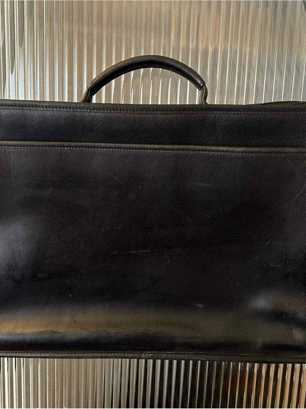 Coach Black Leather Messenger Bag Style Briefcase with Top Handle